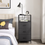 Mainstays 3 Drawer Fabric Nightstand with USB, Grey