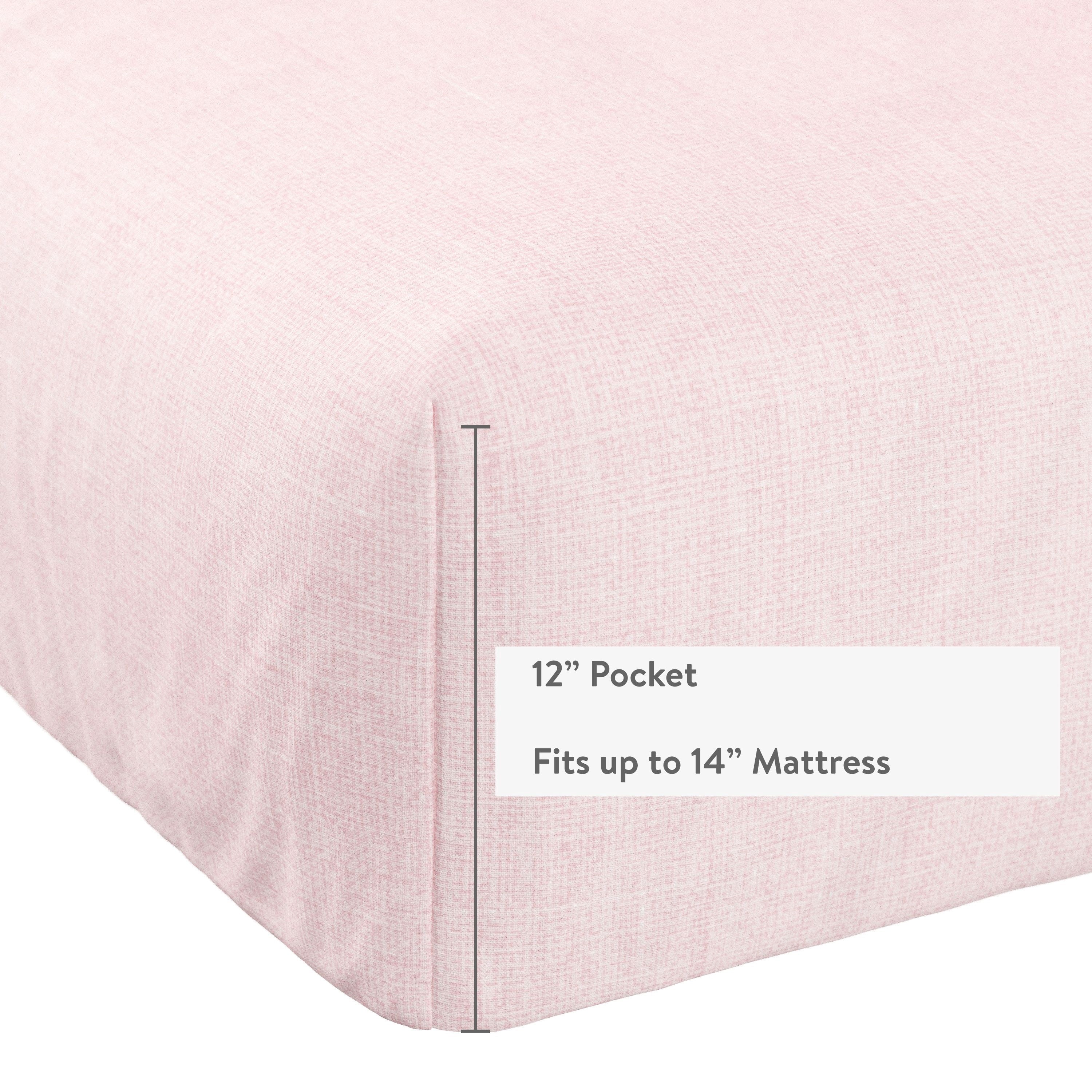 Mainstays Kids 100% Cotton Percale Bed Sheet Set, Full, Light Pink, 4 Pieces
