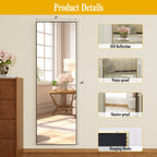 BEAUTYPEAK 48"x 14" Full Length Door Mirror Hanging Wall-Mounted Mirrors, Black