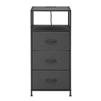Mainstays 3 Drawer Fabric Nightstand with USB, Grey