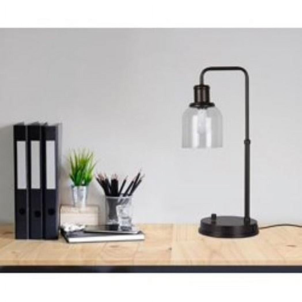 Better Homes & Gardens 20.5 in Height Bronze Metal Desk Lamp with Glass shade and USB Port, Classic Design