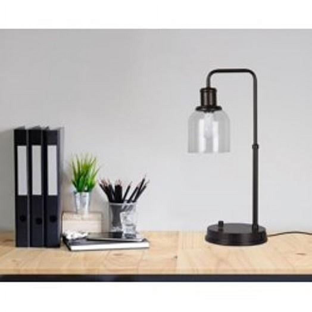 Better Homes & Gardens 20.5 in Height Bronze Metal Desk Lamp with Glass shade and USB Port, Classic Design