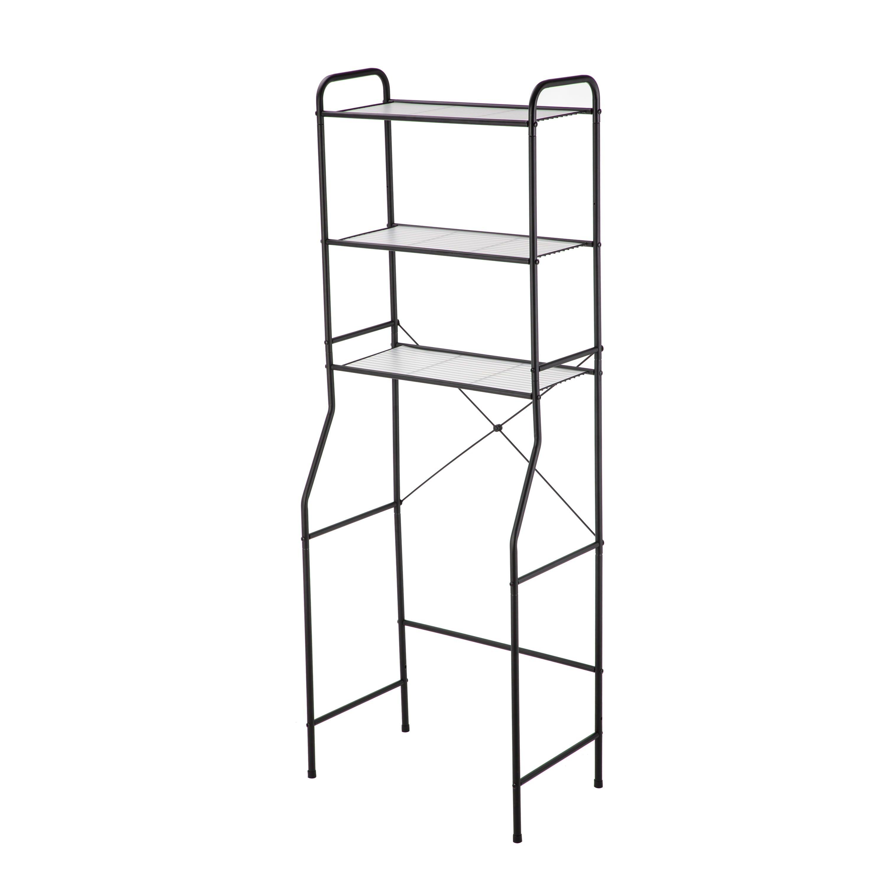 Mainstays Over-the-Toilet Steel Storage Unit with 3 Shelves and Liners, Matte Black