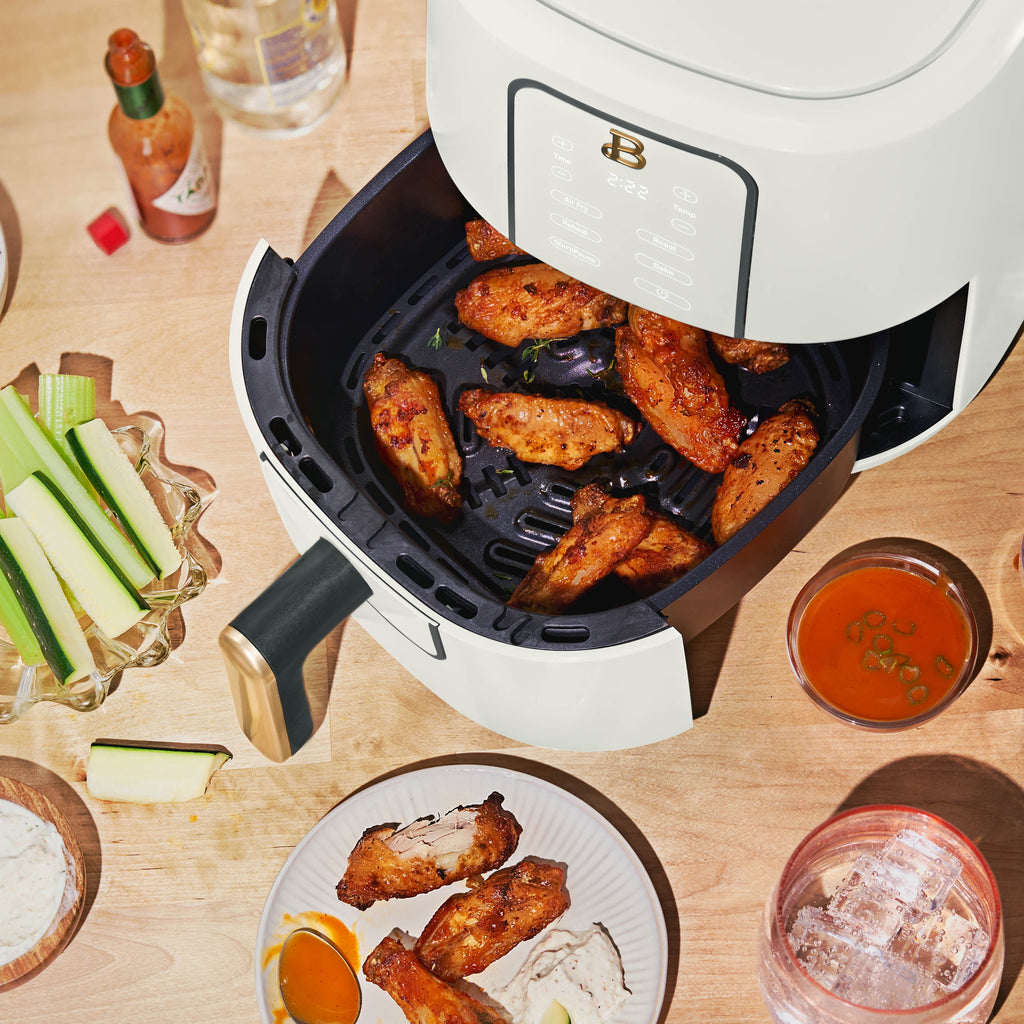 Beautiful 3 Qt Air Fryer with TurboCrisp Technology, EverGood Ceramic Nonstick Coating, White Icing by Drew Barrymore