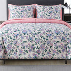Mainstays 7-Piece Reversible Bed in a Bag with Laundry Tote, Purple Floral, Queen
