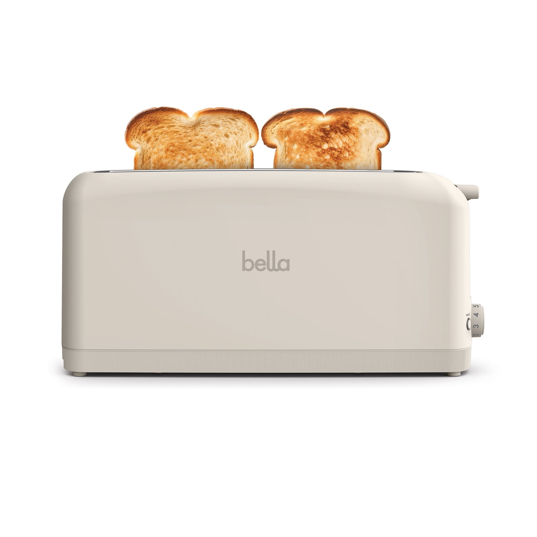bella 2-Slice Slim Toaster with Extra Long Slot, 6 Setting Shade Control with Reheat & Cancel Buttons, Oatmilk