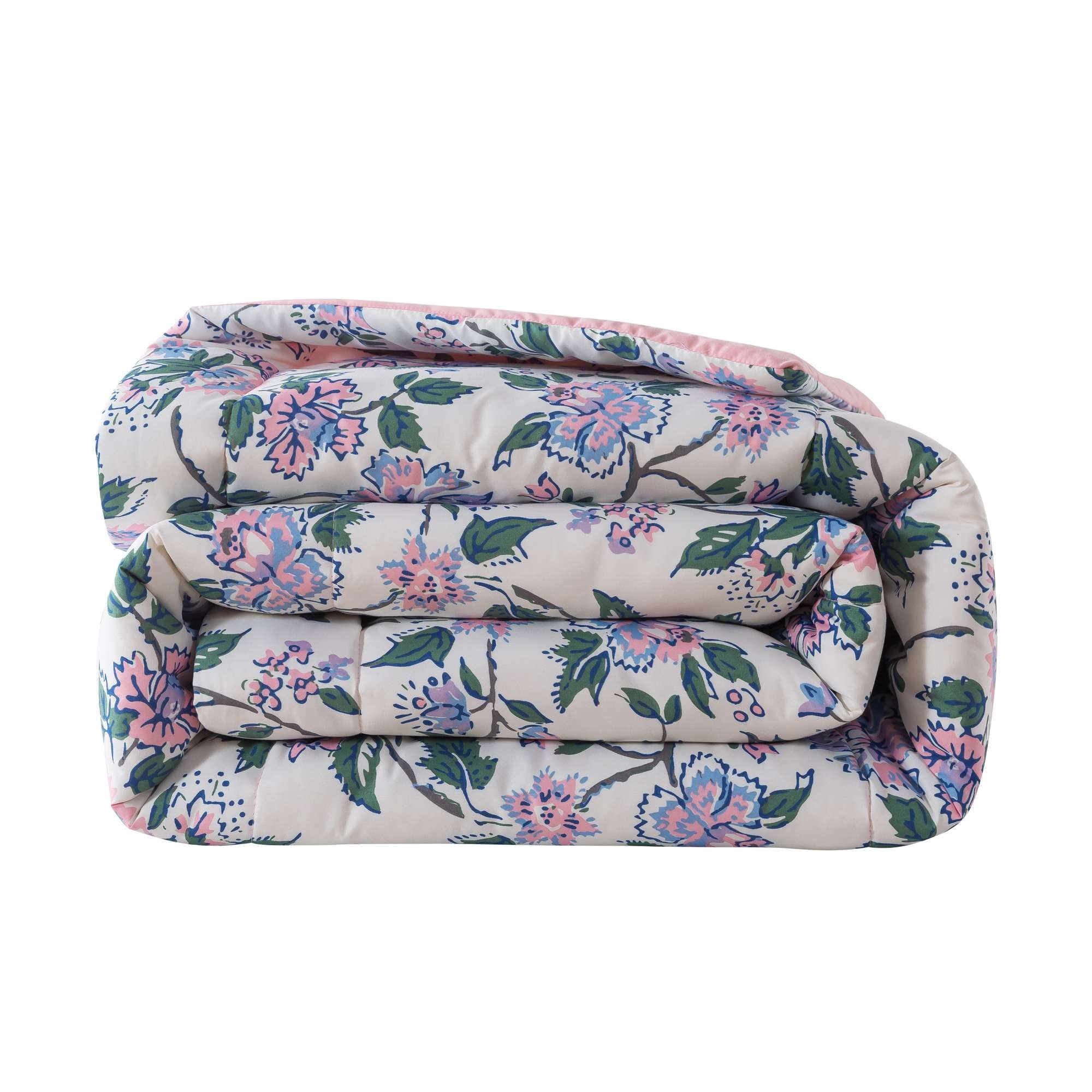 Mainstays 7-Piece Reversible Bed in a Bag with Laundry Tote, Purple Floral, Queen