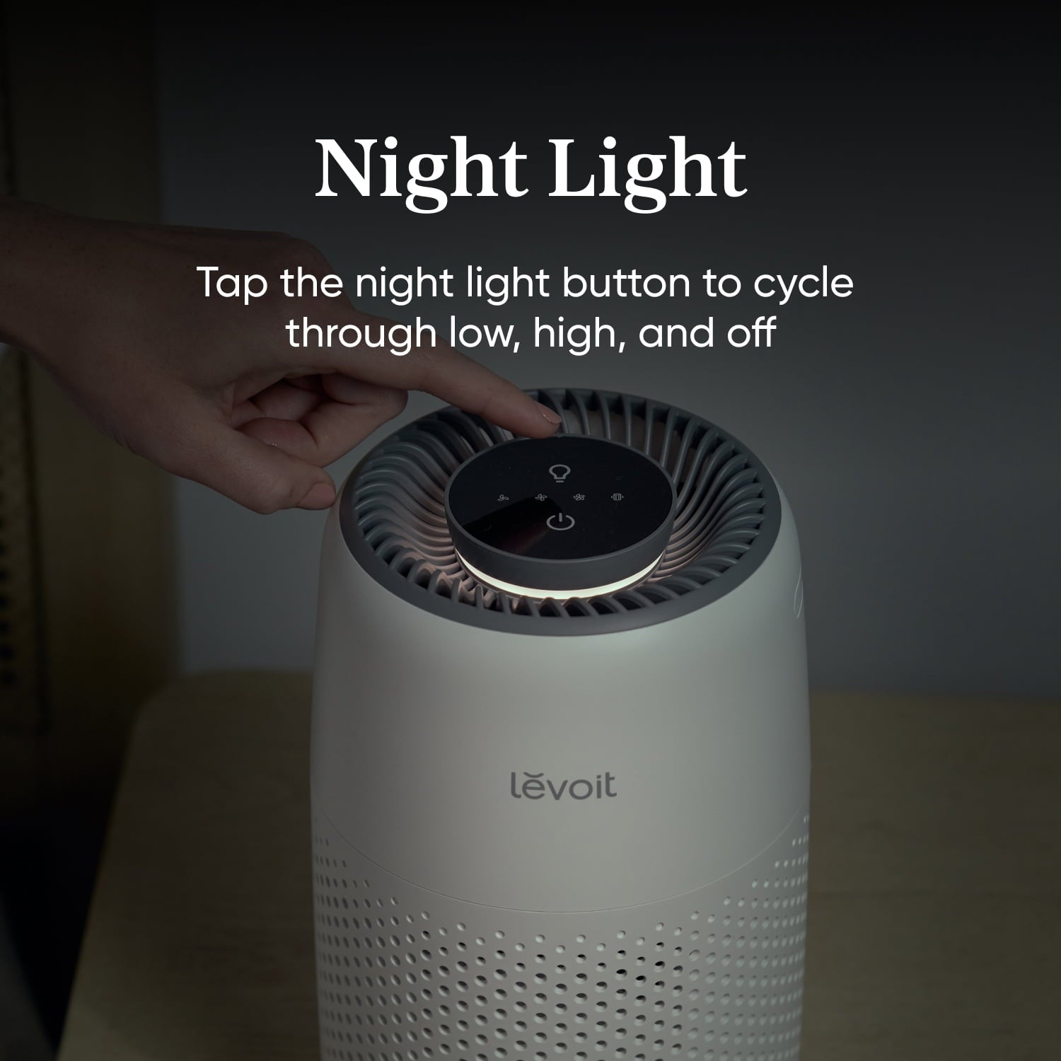 Levoit Core Mini with Night Light 255 Sq Ft 3-Stage Original Filter Air Purifier, Cream White