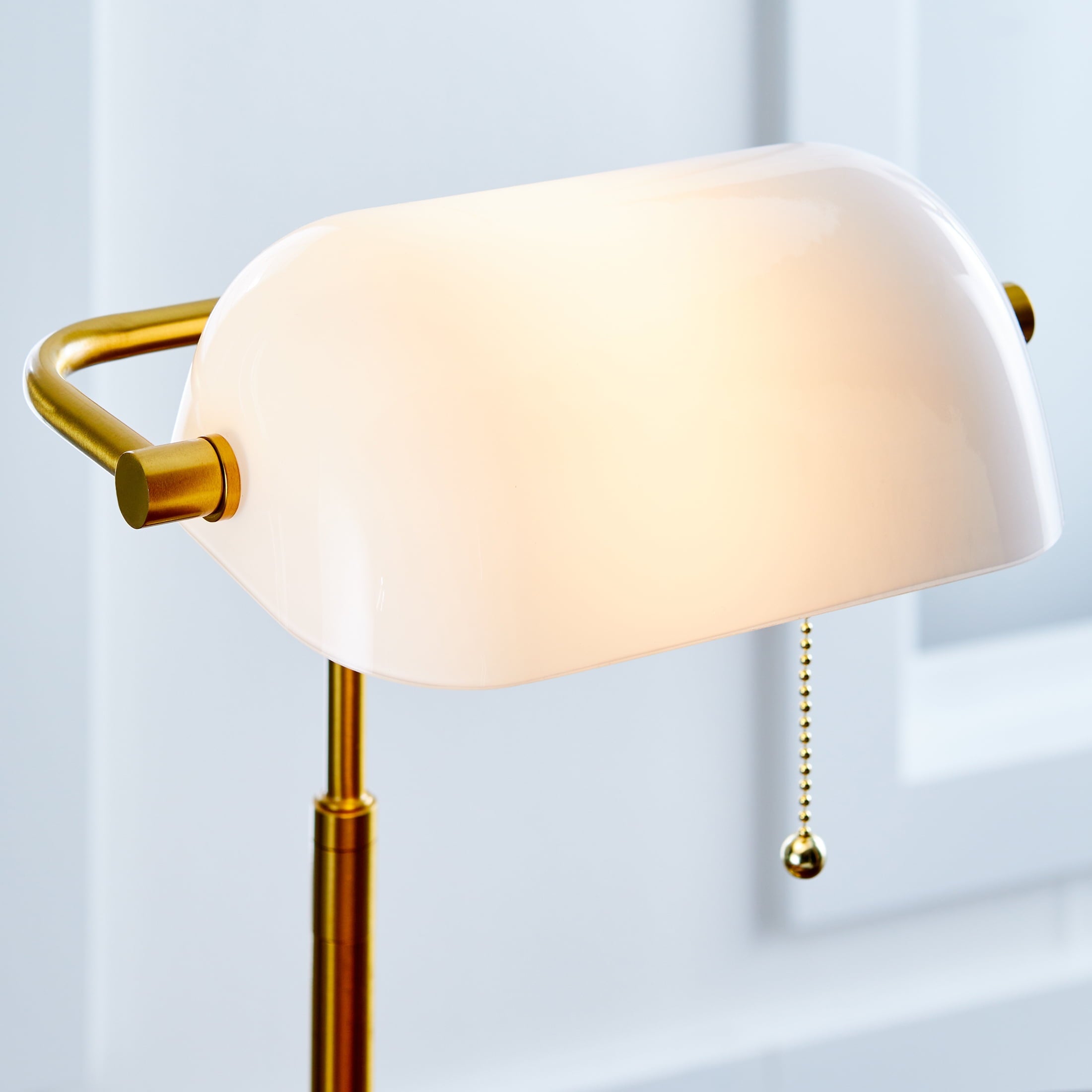Better Homes & Gardens 19" Gold/White Modern Glass Banker Desk Lamp