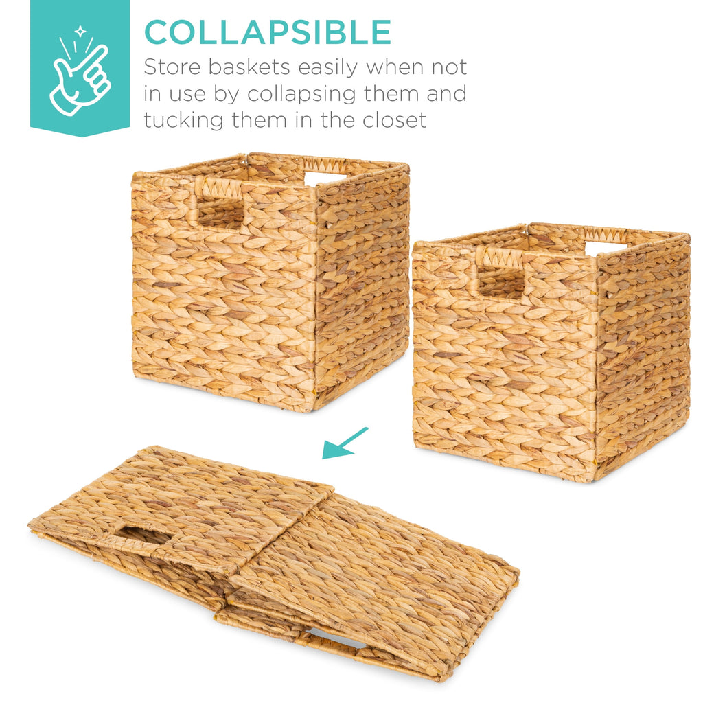 Best Choice Products 10.5x10.5in Hyacinth Storage Baskets, Set of 5 Multipurpose Collapsible Organizers - Natural