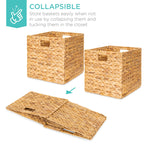 Best Choice Products 10.5x10.5in Hyacinth Storage Baskets, Set of 5 Multipurpose Collapsible Organizers - Natural