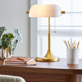 Better Homes & Gardens 19" Gold/White Modern Glass Banker Desk Lamp