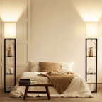 SUNMORY 63'' Floor Lamps with Shelves, Home Standing  Lamp, Include 1000 Lumens Lighting Bulbs, Shelf Floor Lamp, Black Floor Lamps for Living Room, Bedroom, Lamp with Storage Dustproof, UL Certified