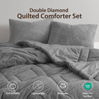 Regency Heights Twin/Twin XL Quilted Plush Comforter Set, 2-Piece Reversible Feather-Soft Dorm Bedding Sets, Textured Sherpa Comforter Bed Set for All Season, Gray