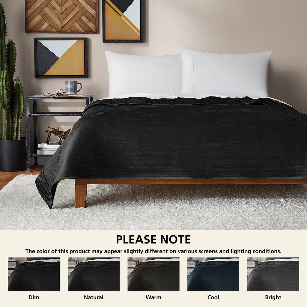 Mainstays Soft Velvet Quilt, Full/Queen, Rich Black, Soft & Cozy Bedding