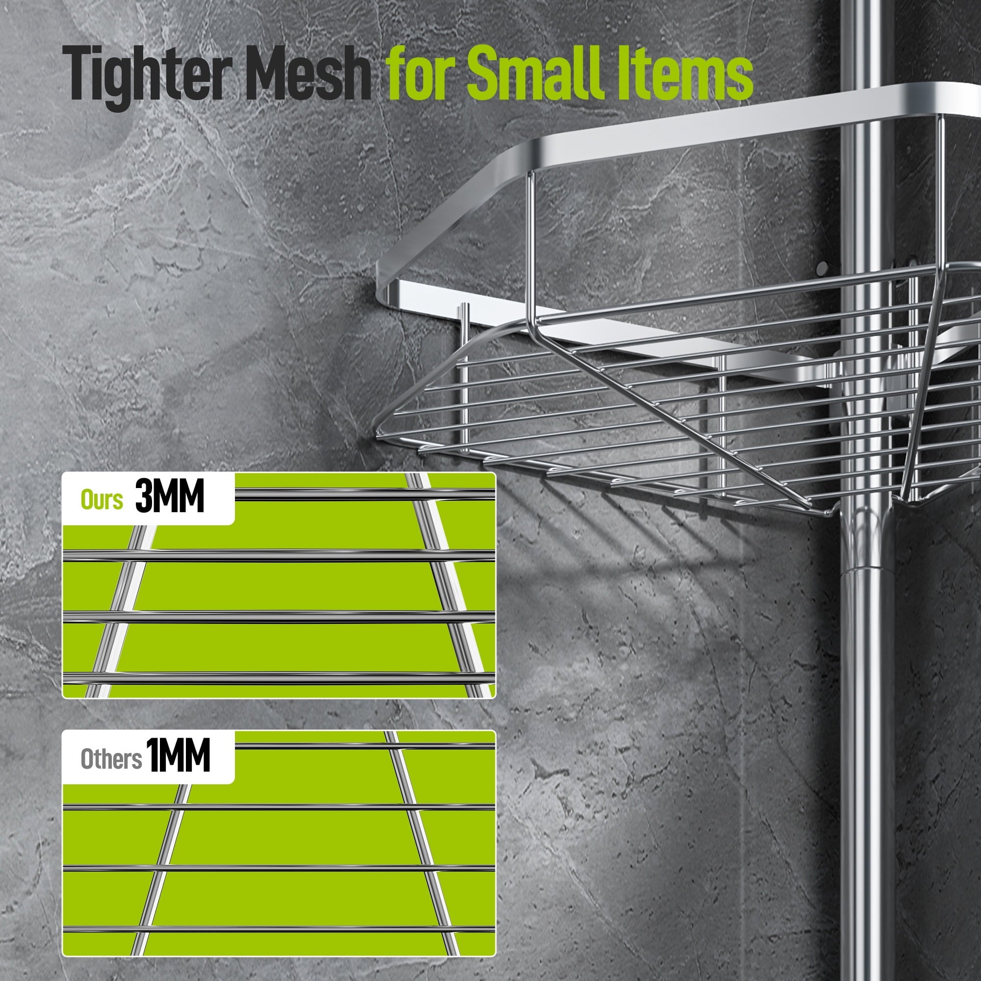LazySpin 4-Tier Corner Shower Caddy Tension Pole, Fits 37.8”-124”, Silver