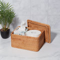 Better Homes & Gardens Brown Rattan Organizer Basket with Lid