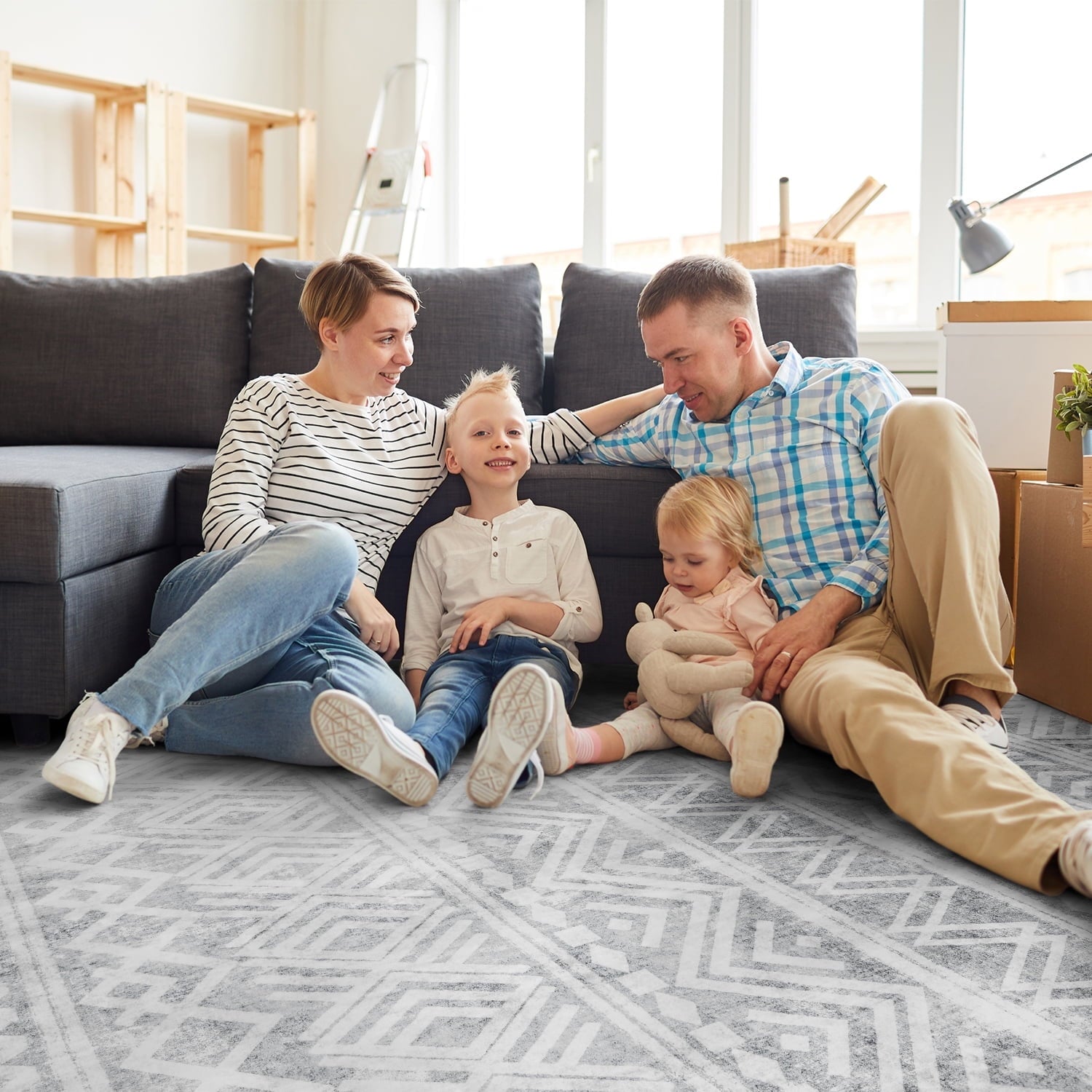 SIXHOME 5'x7' Area Rugs for Living Room Washable Rugs Boho Large Area Rug Modern Geometric Neutral Living Room Rug Carpet Soft Rugs for Bedroom Dining Room Office Home Decor Gray