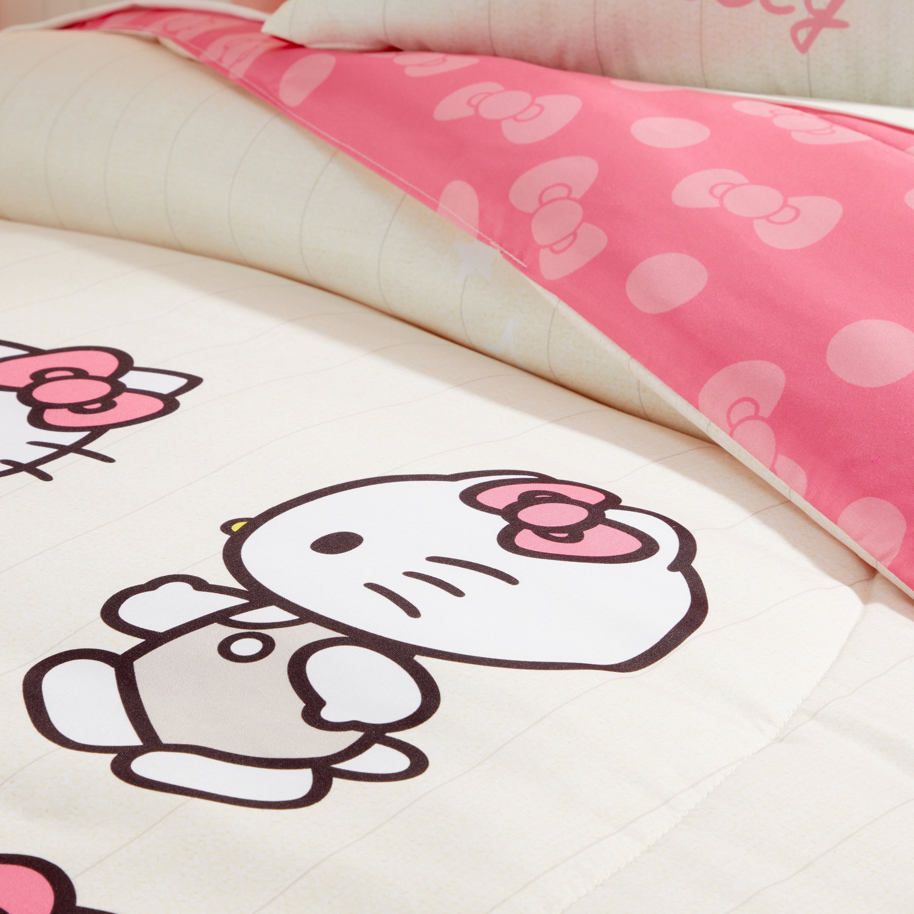 Hello Kitty Reversible Comforter and Sham Set, Twin/Full, Sanrio