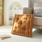 Home Decor Collection Style House Yellow Velvet Decorative Floor Pillow for Adults, 20" x 20"