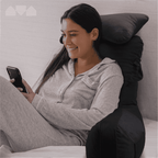 PHOGARY 31inch Reading Pillow for Bed Backrest with Arms - Black - Adult, Ultra-Comfy Microplush Cover & Detachable Neck Roll - Unmatched Support Bed Rest Sit Up Pillow