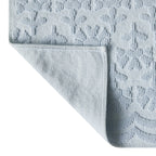 Beautiful Floral Block Scallop 2 Piece Bath Rug Set by Drew Barrymore, Hydrangea Blue, 17" x 24" & 20" x 30"