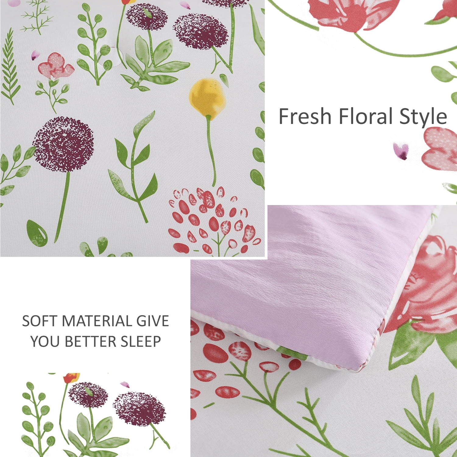 Jessy Home 1 Piece Queen Comforter Floral Comforter Purple Dandelion Summer Quilts Soft Cooling Comforter 1 Comforter