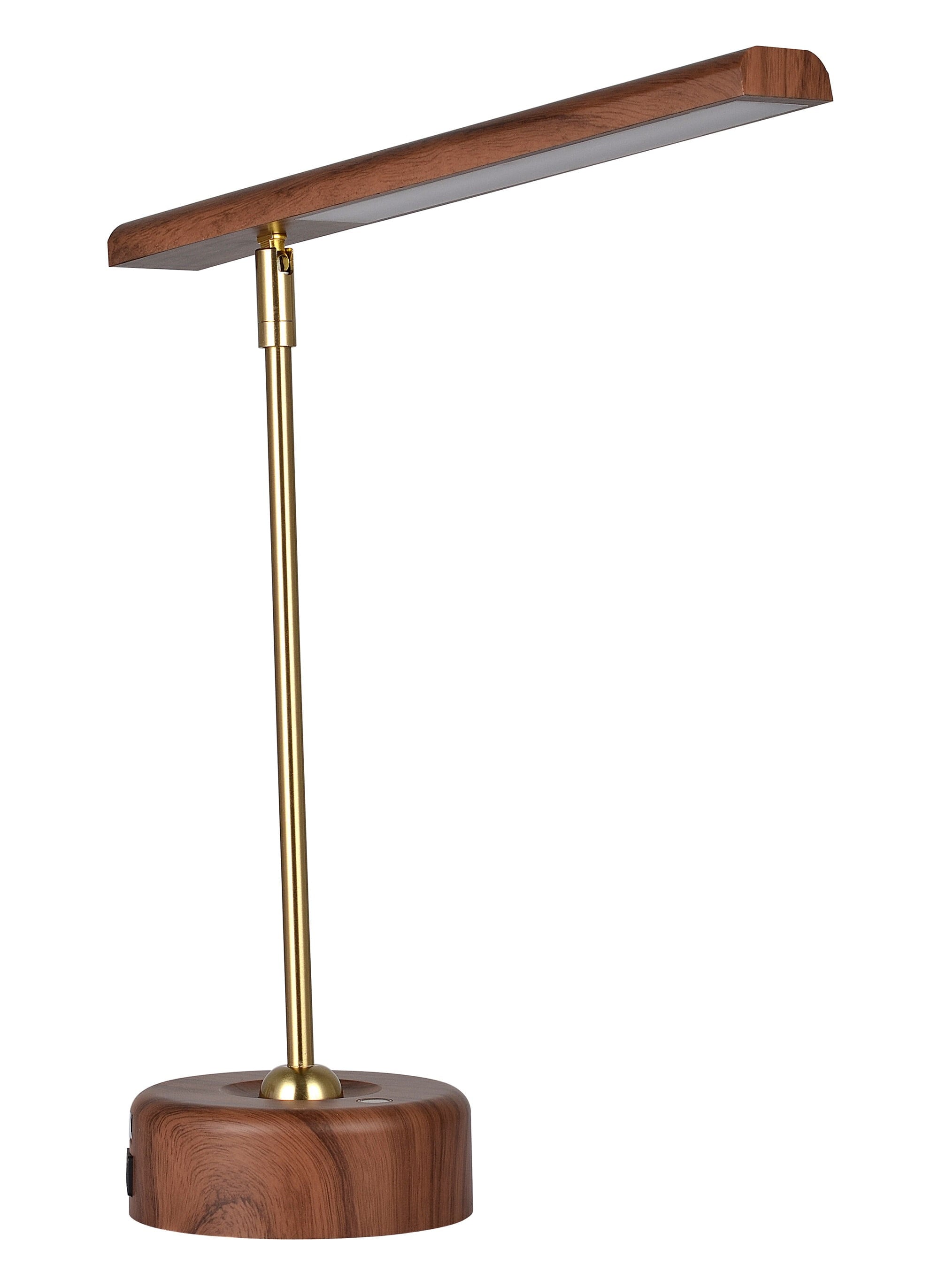 Better Homes & Gardens Modern LED Desk Lamp with Wood Grain Finish, USB & AC Outlet