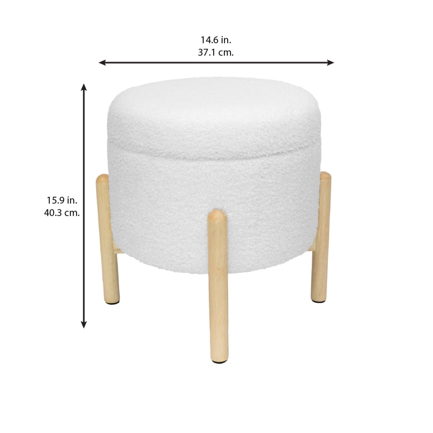 Mainstays Modern Dowel Ottoman, Cream Boucle