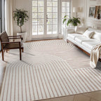 VUNATE 8'x10' Area Rugs for Living Room Jacquard Textured Modern Rugs Soft Geometric Rug for Bedroom Mid Century Washable Rug Non-Slip Bohemian Carpet Perfect for Dining Room Office Beige