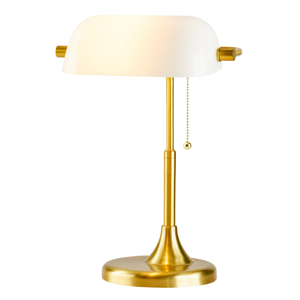 Better Homes & Gardens 19" Gold/White Modern Glass Banker Desk Lamp
