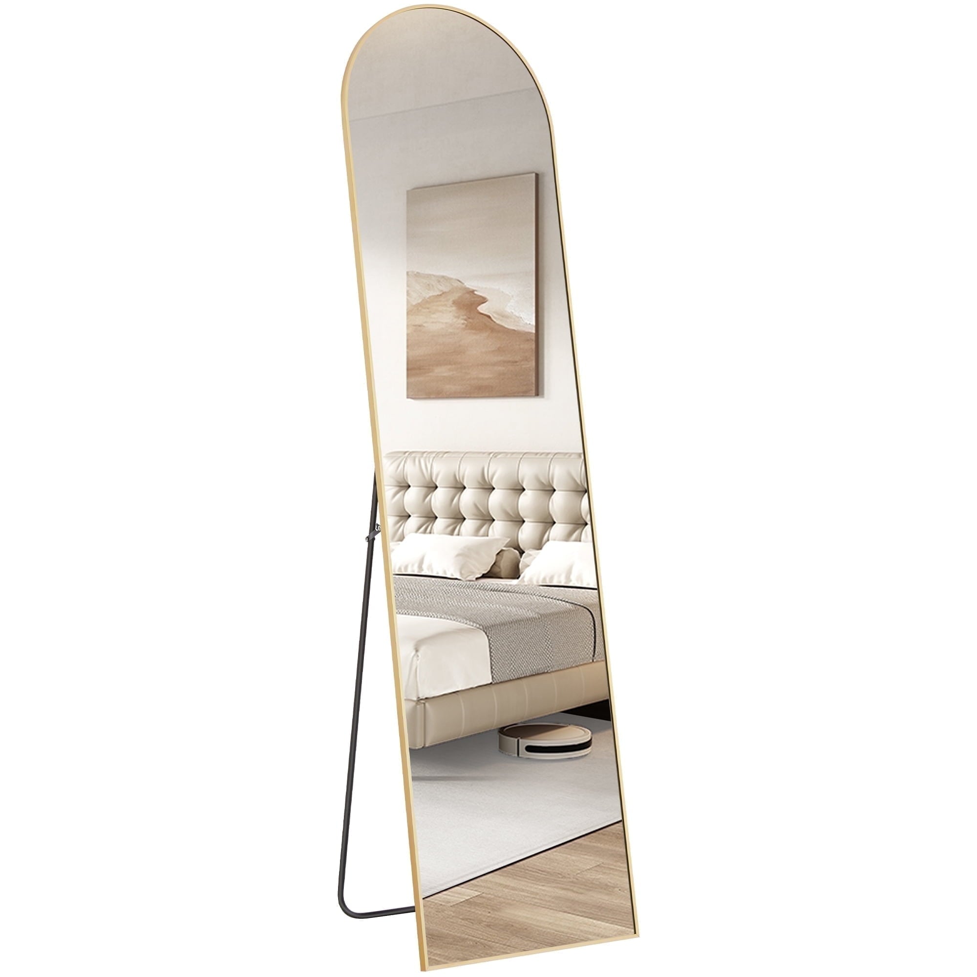 CONCETTA 59"x16" Arched Full Length Mirror, Full Body Standing Mirror Floor Mirrors, Gold