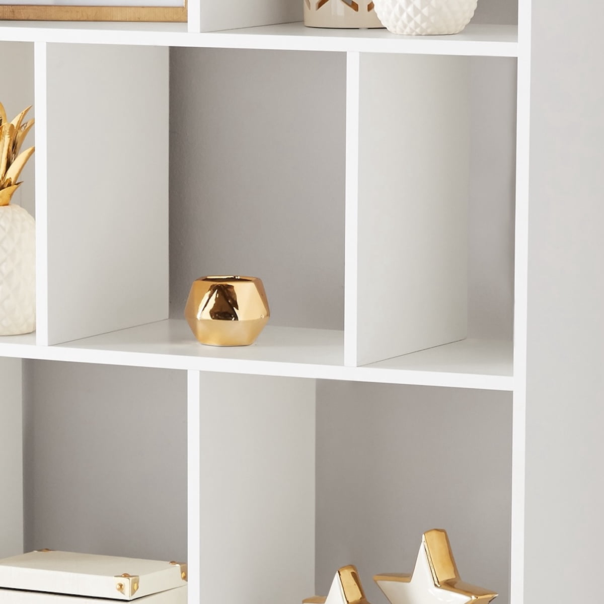 Mainstays Modern 12-Cube Square Shelf Bookcase, White