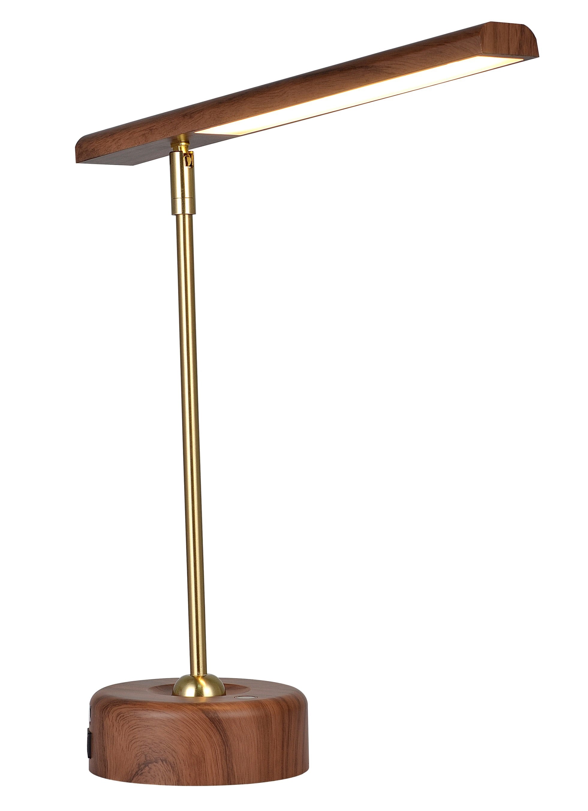 Better Homes & Gardens Modern LED Desk Lamp with Wood Grain Finish, USB & AC Outlet