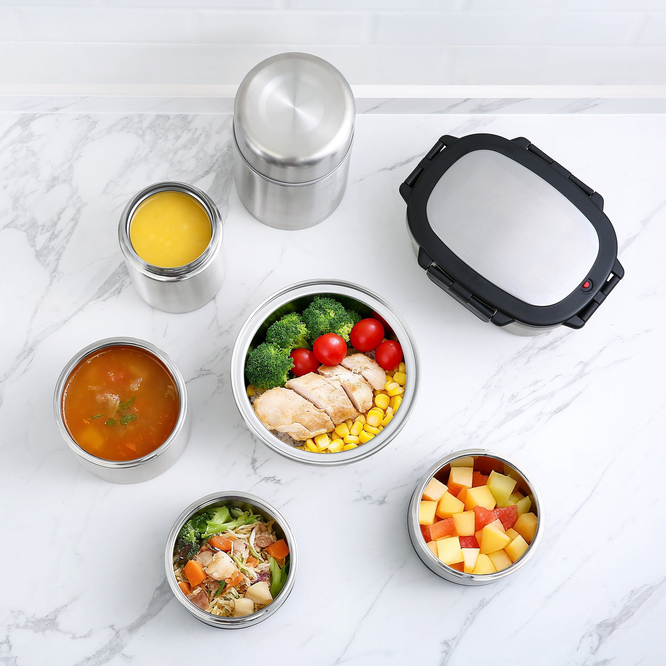 Mainstays 33 oz Insulated Stainless Steel Lunch Box Food Storage Container with Lid