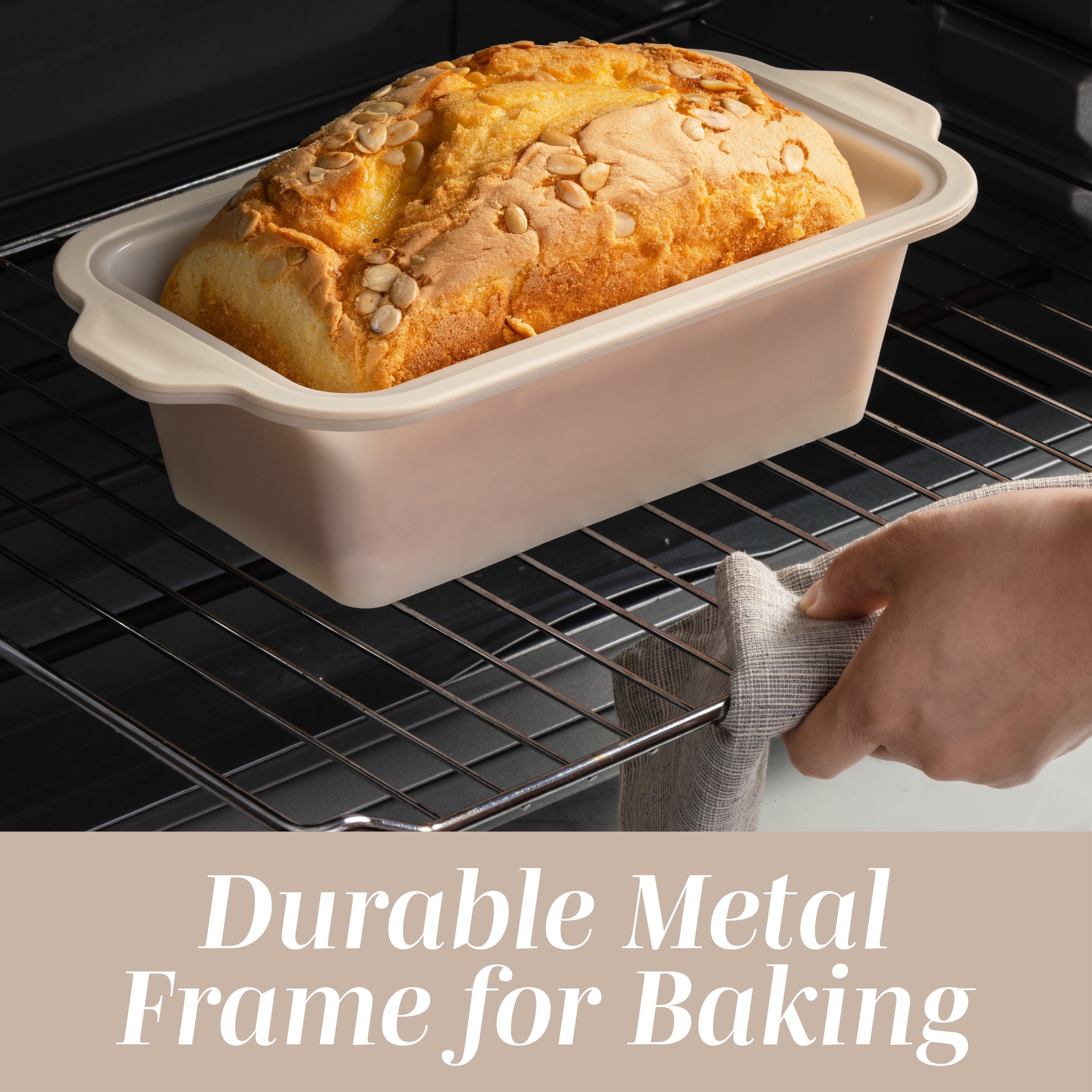 COOK WITH COLOR 17-Pc Silicone Baking Set, Non Stick Baking Pan Set with Sturdy Metal Frame, Taupe