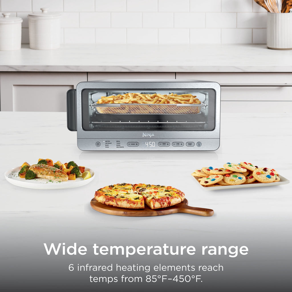 Ninja Flip Toaster Oven & Air Fryer, 8-in-1 Functionality, Storage Space, Air Fry Basket, Sheet Pan, Wire Rack & Removable Crumb Tray, SP151 Stainless