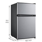 Mainstays 3.2 Cu Ft 2-Door Compact Refrigerator with Freezer, Stainless Steel, Mini Fridge for Dorm, Apartment & Office