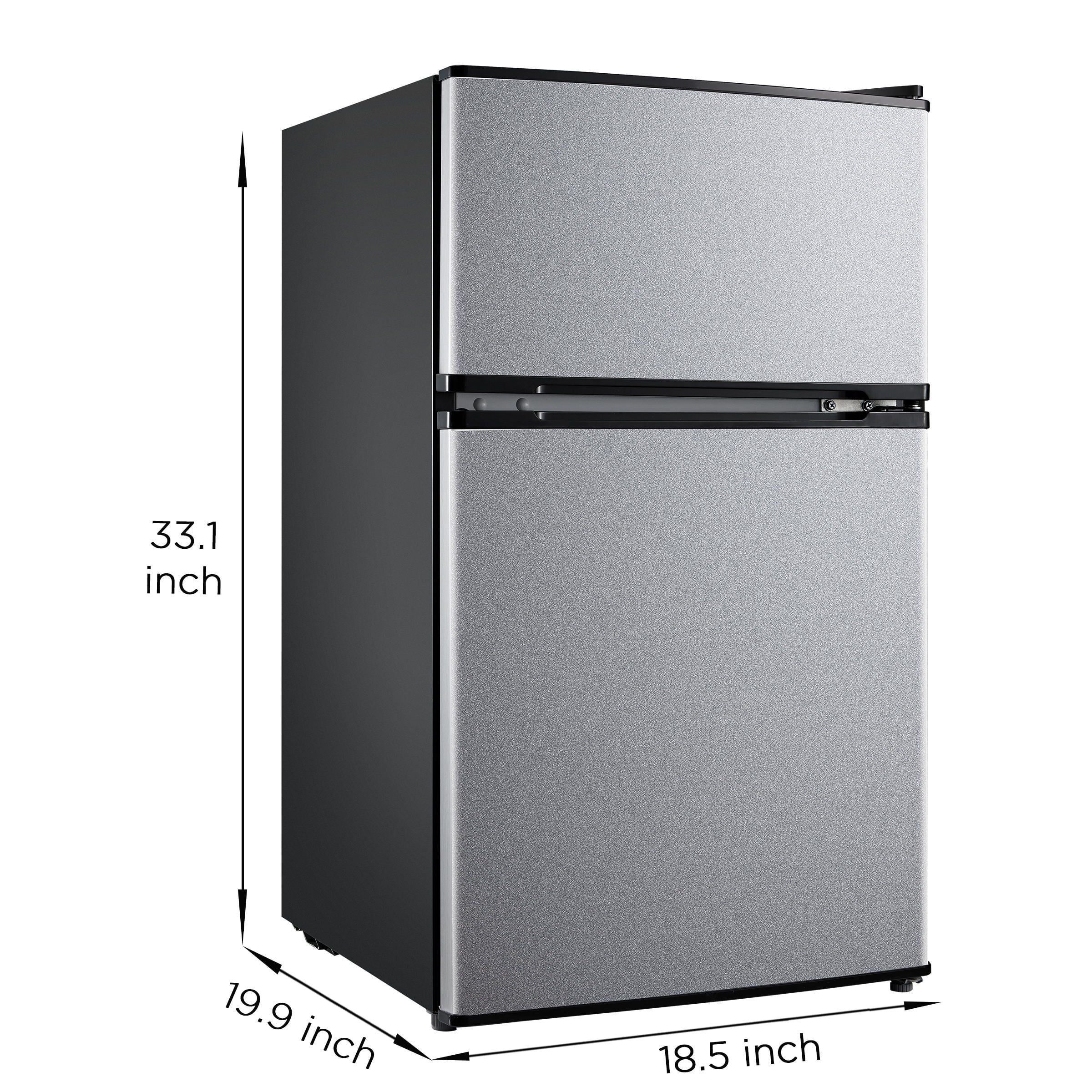 Mainstays 3.2 Cu Ft 2-Door Compact Refrigerator with Freezer, Stainless Steel, Mini Fridge for Dorm, Apartment & Office