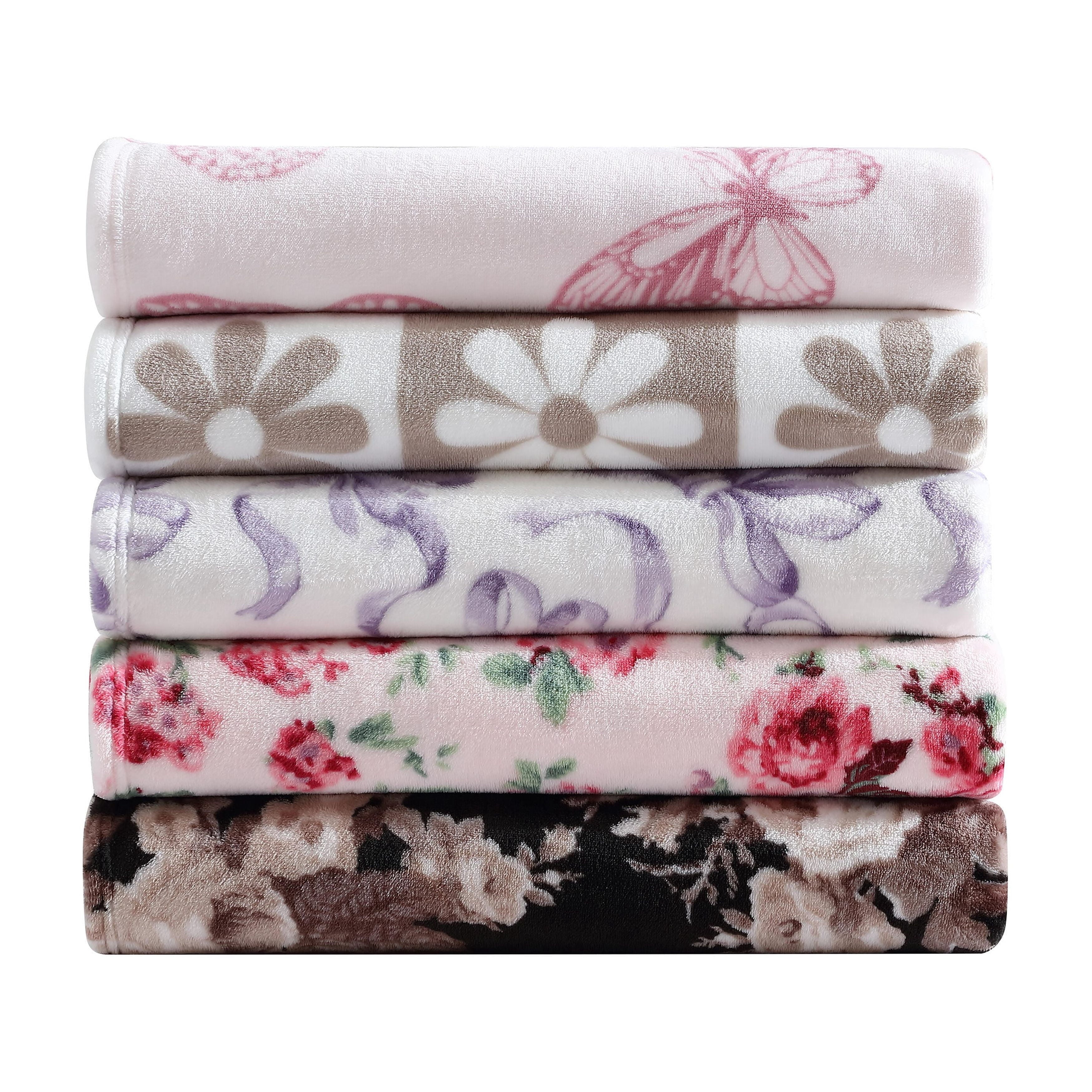 Betsey Johnson Vintage Floral Light Pink & Pink Full/Queen Bed Blanket, Soft Cozy Bedroom Blanket, Machine Washable