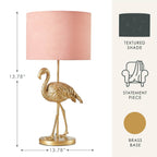 Home Decor Collection Pink Flamingo Brass Table Lamp