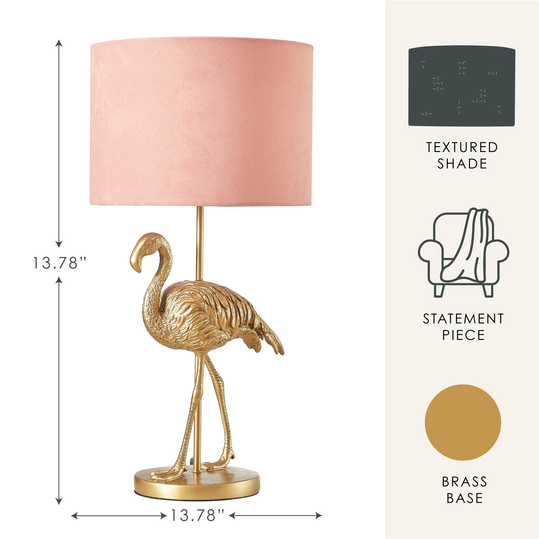Home Decor Collection Pink Flamingo Brass Table Lamp