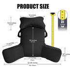 PHOGARY 31inch Reading Pillow for Bed Backrest with Arms - Black - Adult, Ultra-Comfy Microplush Cover & Detachable Neck Roll - Unmatched Support Bed Rest Sit Up Pillow