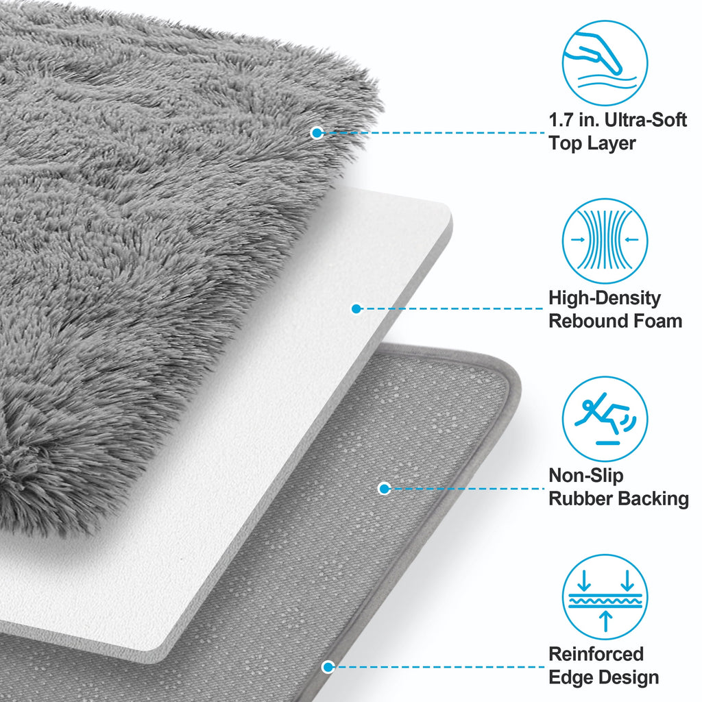Nefoso Shag Area Rug, 8ft x 10ft Soft Fluffy Area Rugs for Living Room Bedroom Decor Carpet, Light Gray