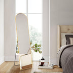 CONCETTA 59"x16" Arched Full Length Mirror, Full Body Standing Mirror Floor Mirrors, Gold