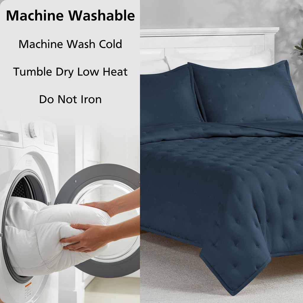 Mainstays Full/Queen Comforter Set, All-Season, 3-Piece, Navy