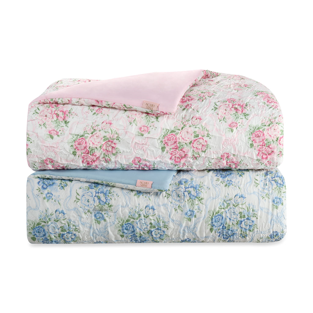 Paris Hilton 3-Piece Coquette Floral Blue Comforter Set, Full/Queen