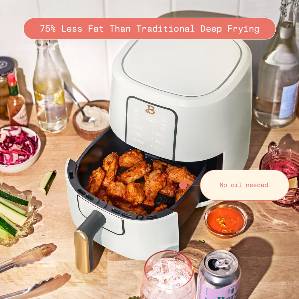 Beautiful 3 Qt Air Fryer with TurboCrisp Technology, EverGood Ceramic Nonstick Coating, White Icing by Drew Barrymore