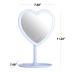 Mainstays 11.26" Tall Light Blue Plastic Frame Tabletop Heart Shaped LED Lighted Mirror with Trinket Tray