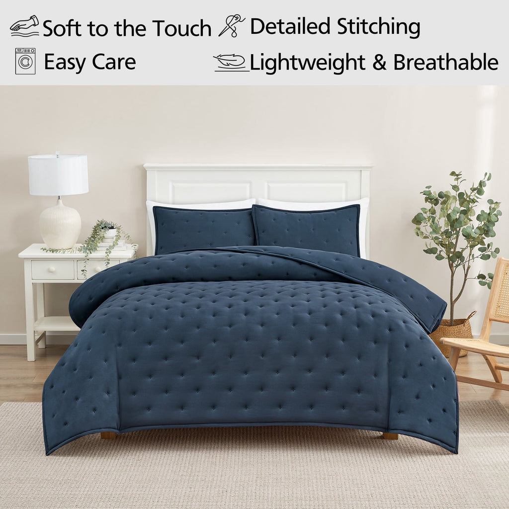 Mainstays Full/Queen Comforter Set, All-Season, 3-Piece, Navy